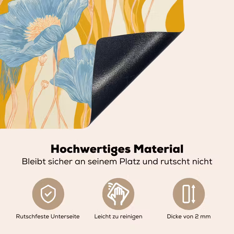 Papavers - Botanisch - Blauw Inductie beschemer met haakjes klein 777 -ky-onderkant-de