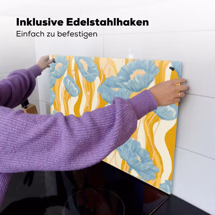 Papavers - Botanisch - Blauw Inductie beschemer met haakjes klein 777 -ky-ophangen-de