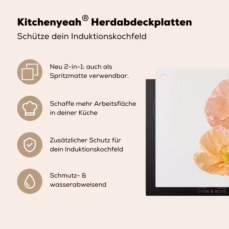 Papavers - Botanisch - Roze Inductie beschemer met haakjes klein -ky-usp-de