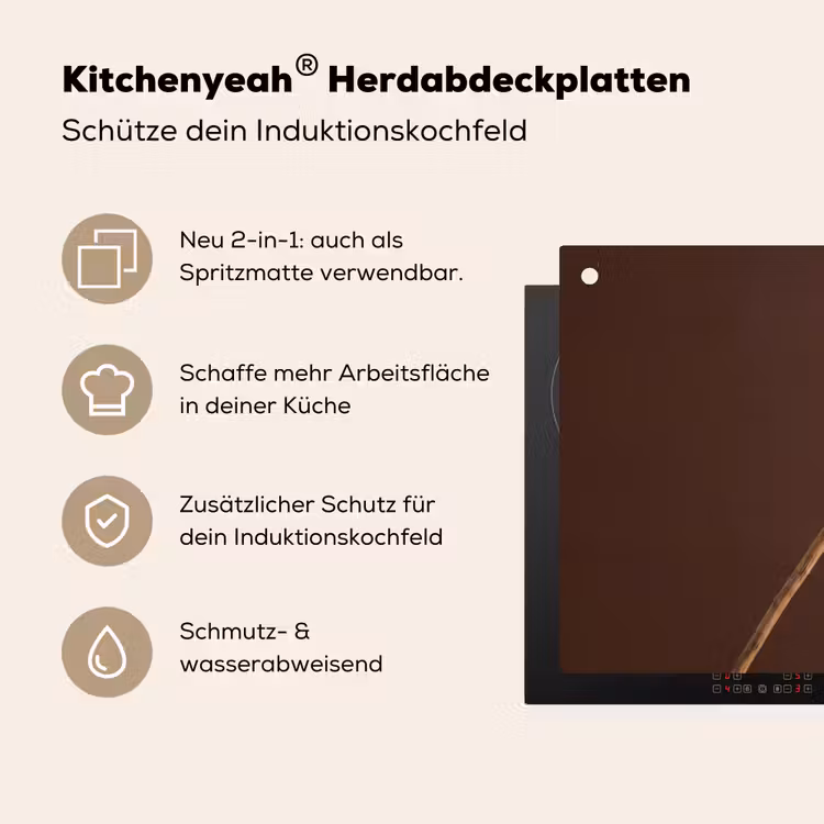 Papaverbol - Droogbloem - Bruin - Minimalistisch Inductie beschemer met haakjes klein -ky-usp-de