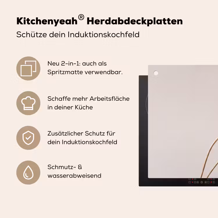 Papaverbollen - Droogbloemen - Minimalistisch - Beige - Rustig Inductie beschemer met haakjes klein -ky-usp-de