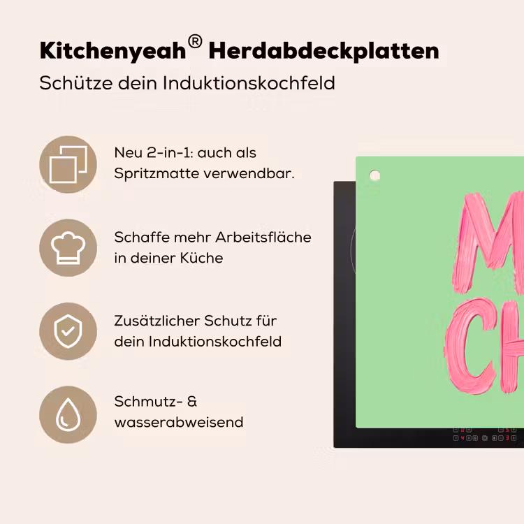 Mon cheri - Groen - Roze Inductie beschemer met haakjes klein -ky-usp-de