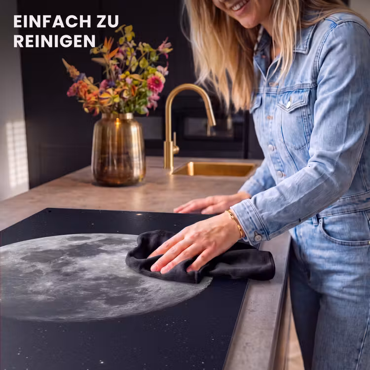 2-in-1 Herdabdeckplatte & Spritzschutz - Mond – Sterne – Weltraum - Maan - Sterren - Ruimte Inductie beschemer met haakjes klein