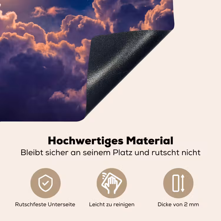 Maan - Wolken - Nacht - Oranje Inductie beschemer met haakjes klein -ky-onderkant-de