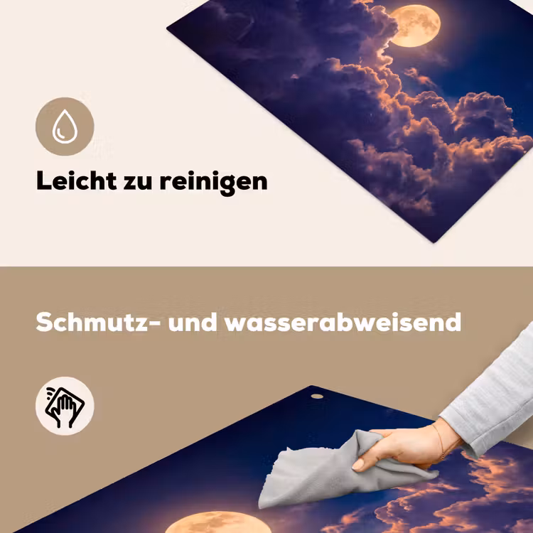 Maan - Wolken - Nacht - Oranje Inductie beschemer met haakjes klein -ky-schoon-de