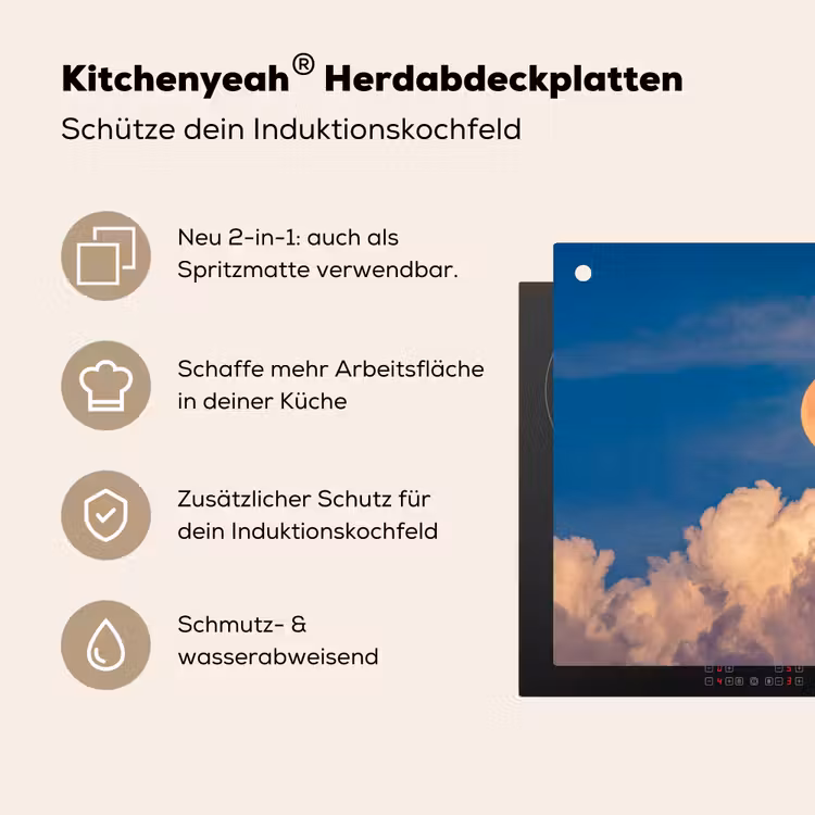 Maan - Wolken - Natuur - Oranje Inductie beschemer met haakjes klein -ky-usp-de