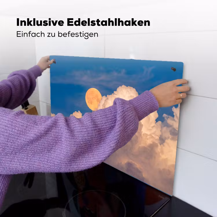 Maan - Wolken - Natuur - Oranje Inductie beschemer met haakjes klein -ky-ophangen-de