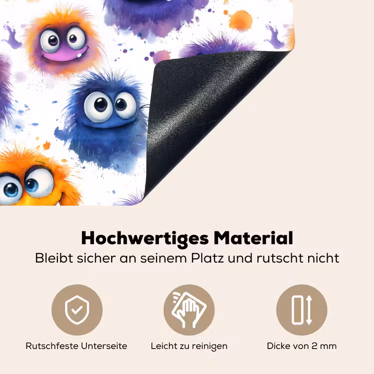 Monstertjes - Aquarel - Kleurrijk Inductie beschemer met haakjes klein 777 -ky-onderkant-de