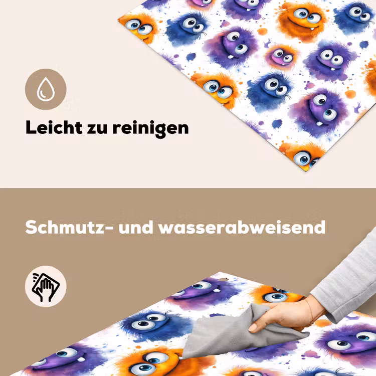 Monstertjes - Aquarel - Kleurrijk Inductie beschemer met haakjes klein 777 -ky-schoon-de