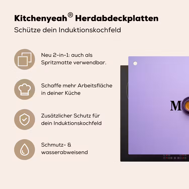 Maandag - Mok - Koffie - Paars Inductie beschemer met haakjes klein -ky-usp-de