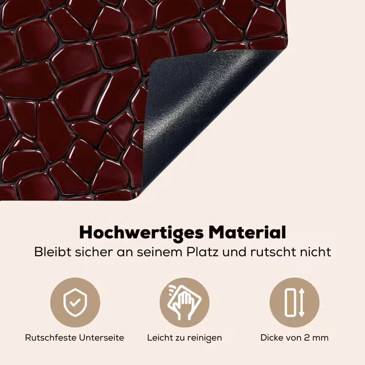 Mozaïek - Tegel - Bordeauxrood Inductie beschemer met haakjes klein 777 -ky-onderkant-de