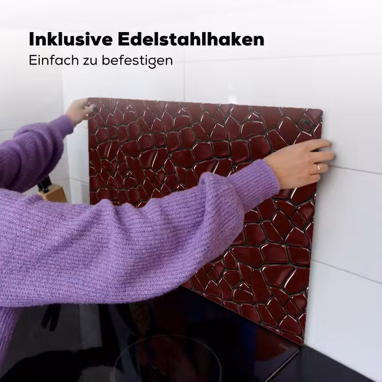Mozaïek - Tegel - Bordeauxrood Inductie beschemer met haakjes klein 777 -ky-ophangen-de