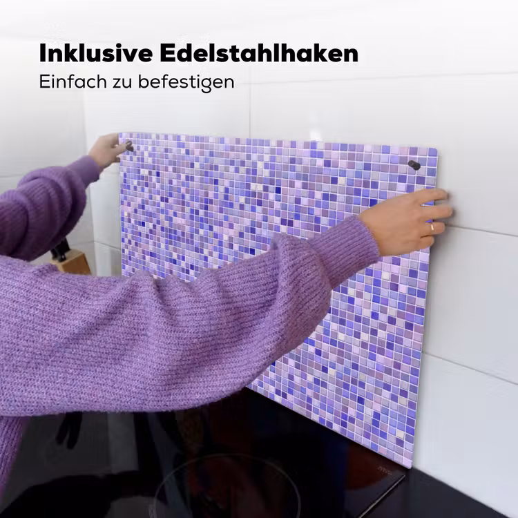 Mozaïek - Tegels - Lila - Amethist Inductie beschemer met haakjes klein 777 -ky-ophangen-de