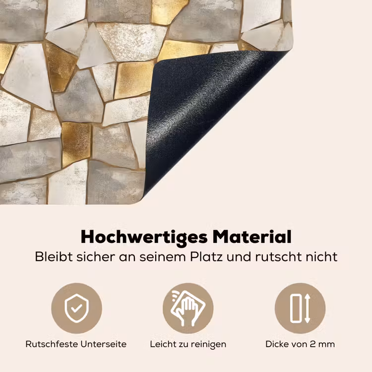 Mozaïek - Marmer - Goud Inductie beschemer met haakjes klein 777 -ky-onderkant-de