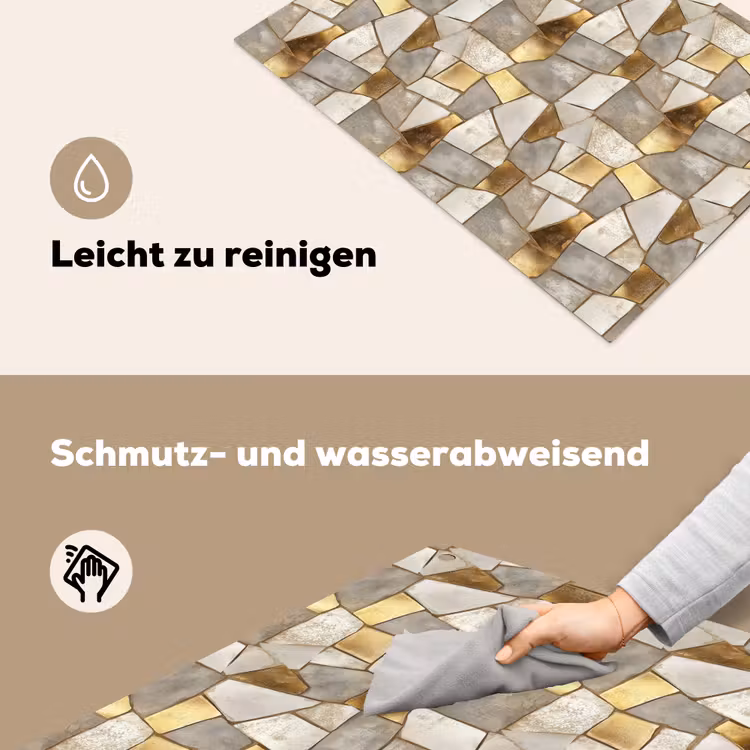 Mozaïek - Marmer - Goud Inductie beschemer met haakjes klein 777 -ky-schoon-de