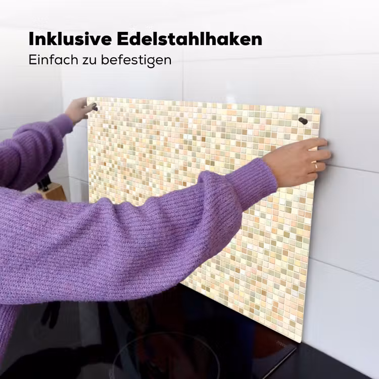 Mozaïek - Patroon - Beige Inductie beschemer met haakjes klein 777 -ky-ophangen-de