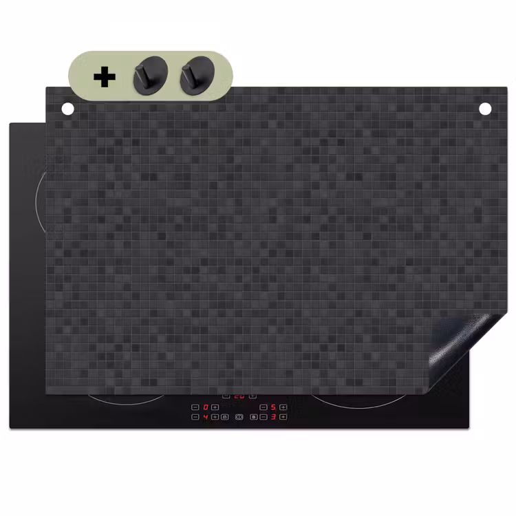 Mozaïek - Patroon - Zwart Inductie beschemer met haakjes klein 777 -3d