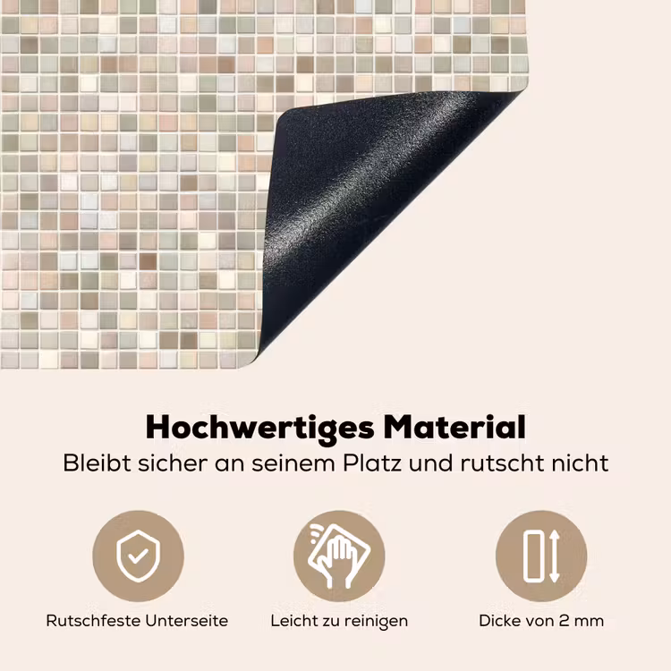 Mozaïek - Patroon- Taupe Inductie beschemer met haakjes klein 777 -ky-onderkant-de