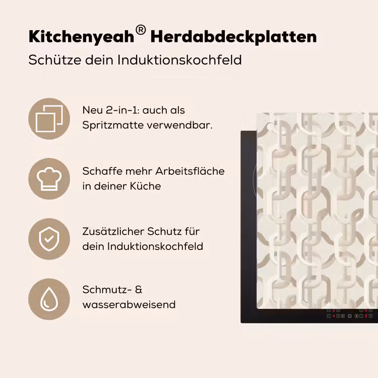 Motief - Abstract - Beige Inductie beschemer met haakjes klein 777 -ky-usp-de