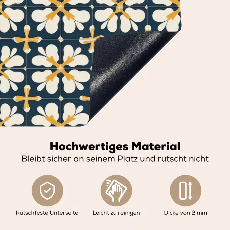 Motief - Tegel - Okergeel Inductie beschemer met haakjes klein 777 -ky-onderkant-de