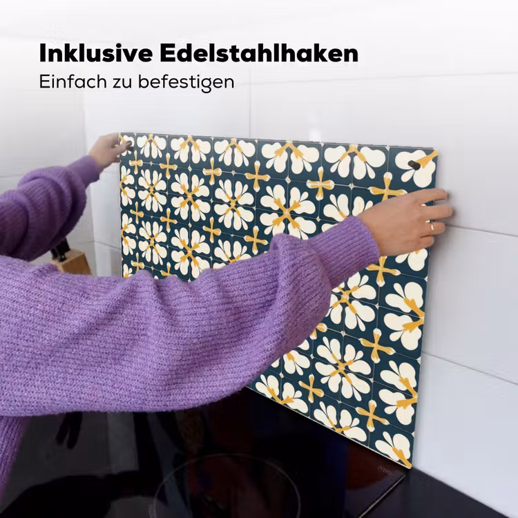 Motief - Tegel - Okergeel Inductie beschemer met haakjes klein 777 -ky-ophangen-de