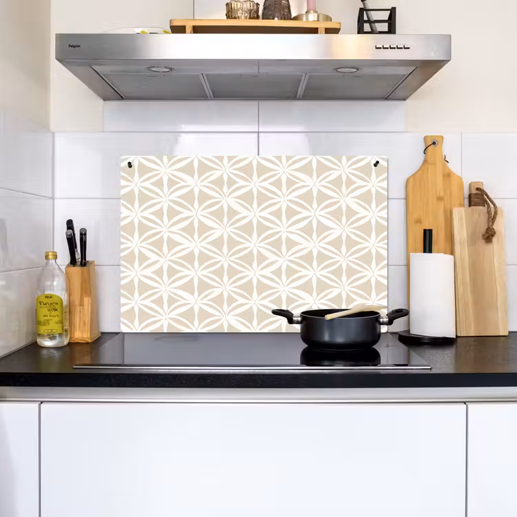 Motief - Modern - Beige Inductie beschemer met haakjes klein 777 -sfeer2