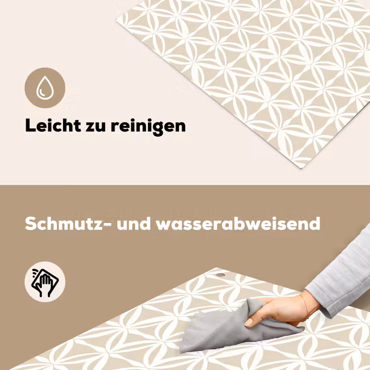 Motief - Modern - Beige Inductie beschemer met haakjes klein 777 -ky-schoon-de