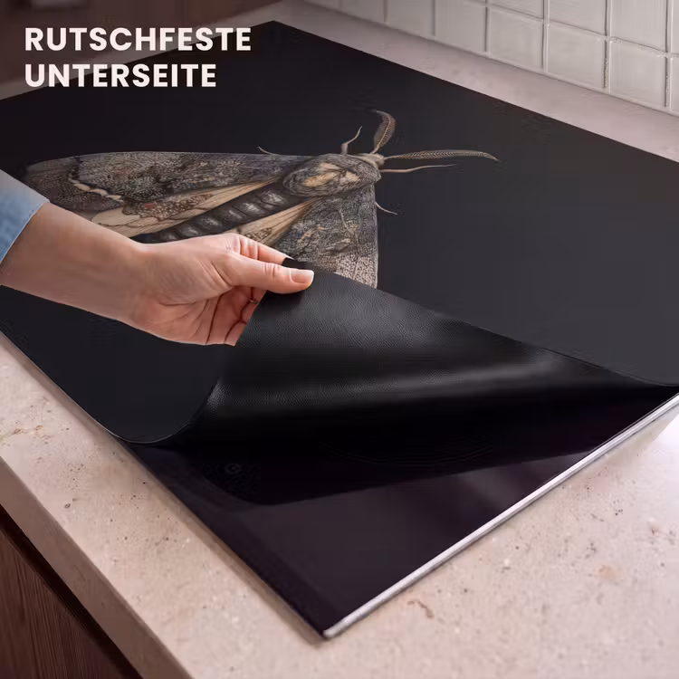 2-in-1 Herdabdeckplatte & Spritzschutz - Motte - Blättrig - Grau - Mot - Bladachtig - Grijs Inductie beschemer met haakjes klein