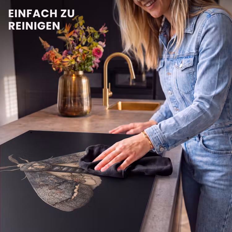 2-in-1 Herdabdeckplatte & Spritzschutz - Motte - Blättrig - Grau - Mot - Bladachtig - Grijs Inductie beschemer met haakjes klein