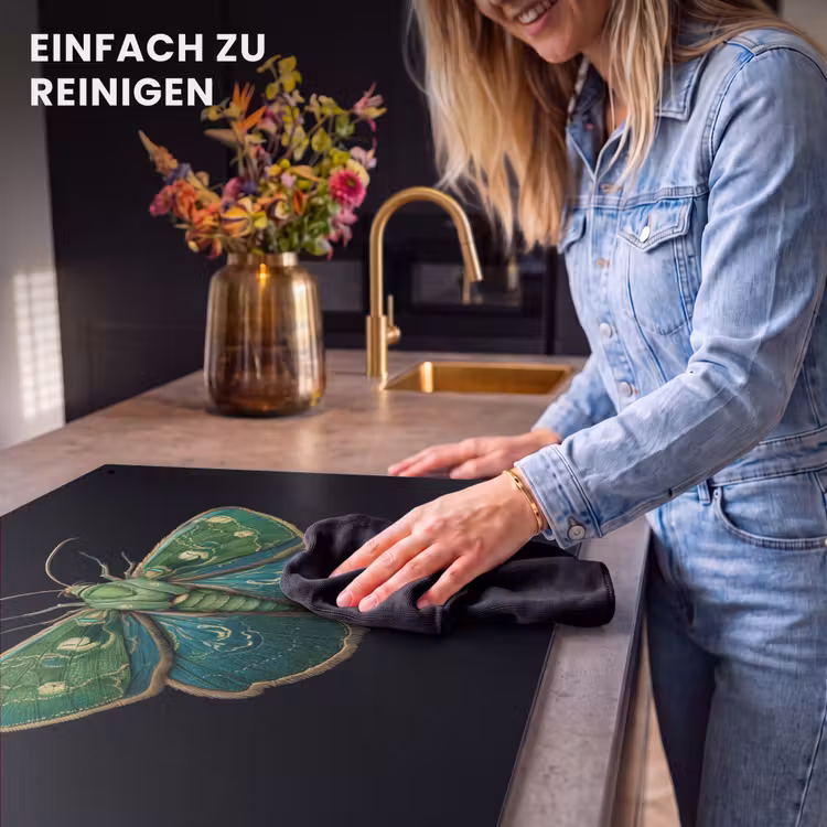 2-in-1 Herdabdeckplatte & Spritzschutz - Motte - Lebendig - Grün - Mot - Levendig - Groen Inductie beschemer met haakjes klein