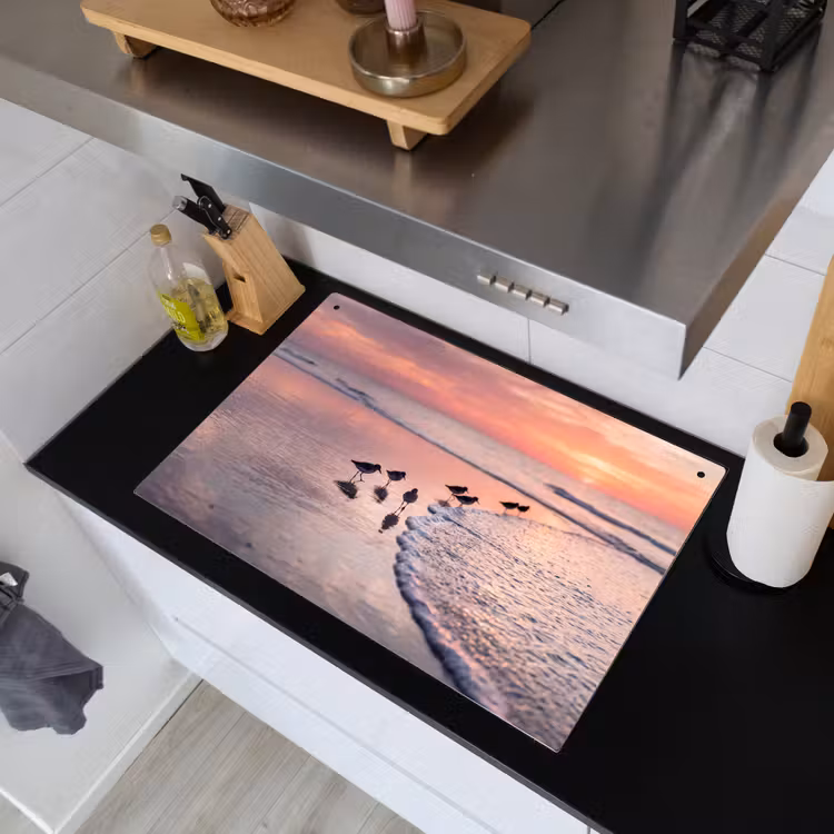 Meeuwen - Strand - Zee - Roze Inductie beschemer met haakjes klein -sfeer1
