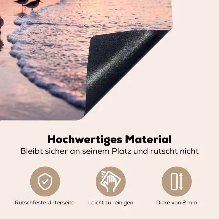 Meeuwen - Strand - Zee - Roze Inductie beschemer met haakjes klein -ky-onderkant-de