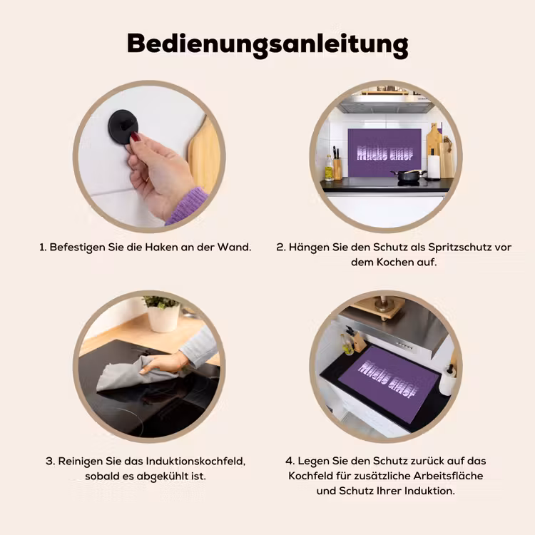 Mucho amor - Paars - Grafisch Inductie beschemer met haakjes klein -ky-gebruik-de
