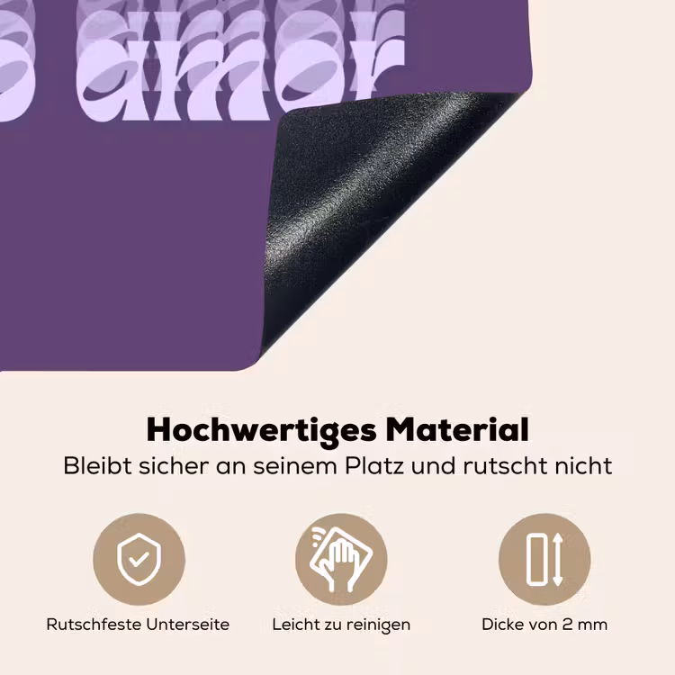 Mucho amor - Paars - Grafisch Inductie beschemer met haakjes klein -ky-onderkant-de