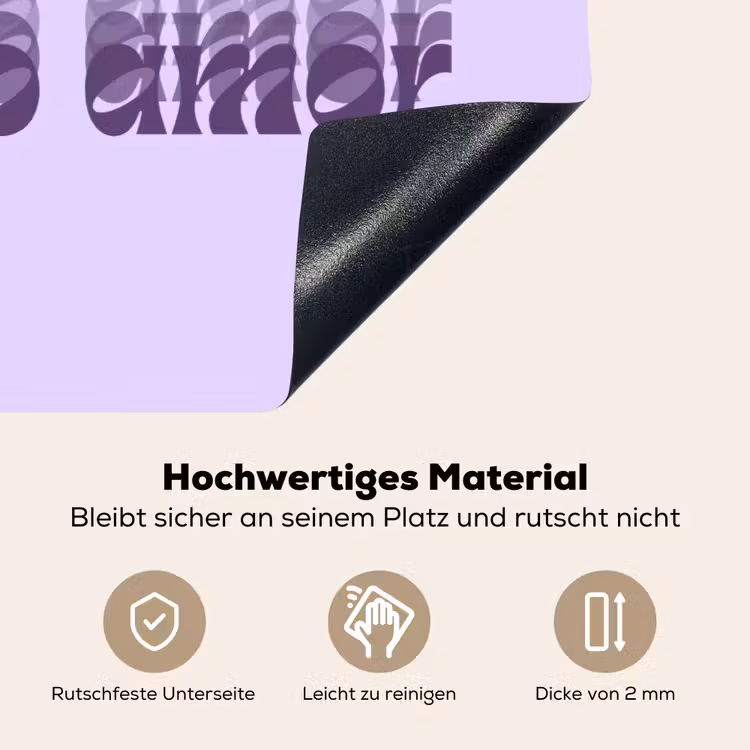 Mucho amor - Paars - Gelaagde letters Inductie beschemer met haakjes klein -ky-onderkant-de