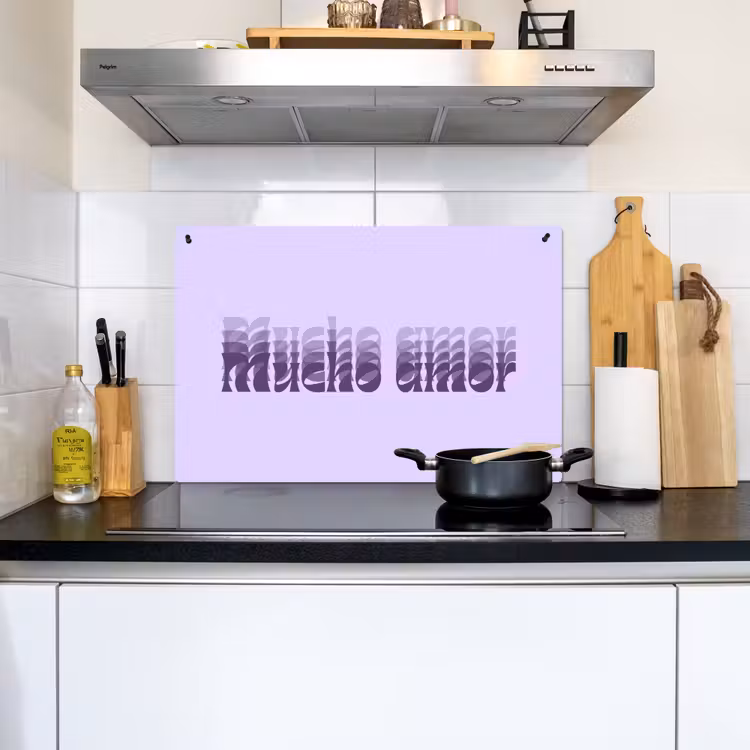 Mucho amor - Paars - Gelaagde letters Inductie beschemer met haakjes klein -sfeer2
