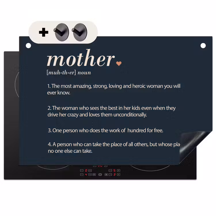 2-in-1 Herdabdeckplatte & Spritzschutz - Mum Definition - Mutter - Zitate - Sprichwörter - Mama definitie - Mother - Quotes - Spreuken Inductie beschemer met haakjes klein