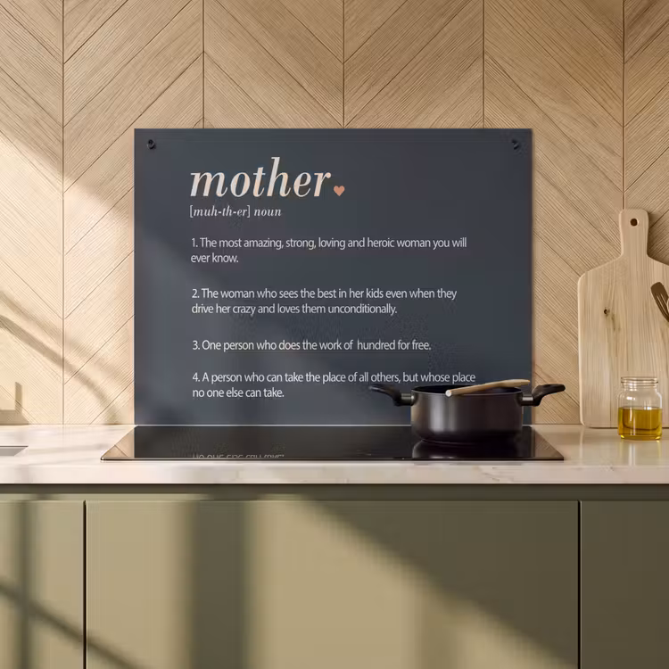 2-in-1 Herdabdeckplatte & Spritzschutz - Mum Definition - Mutter - Zitate - Sprichwörter - Mama definitie - Mother - Quotes - Spreuken Inductie beschemer met haakjes klein