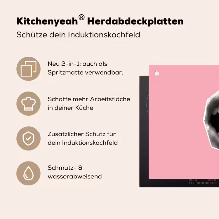 Mond - BLAH BLAH - Roze Inductie beschemer met haakjes klein -ky-usp-de