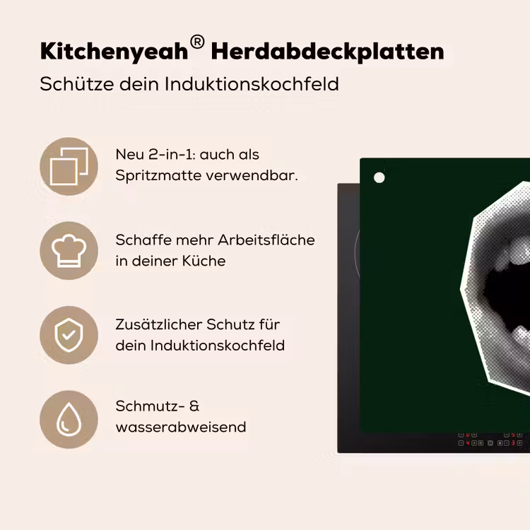 Mond - Groen - Illustratie - BLAH BLAH Inductie beschemer met haakjes klein -ky-usp-de