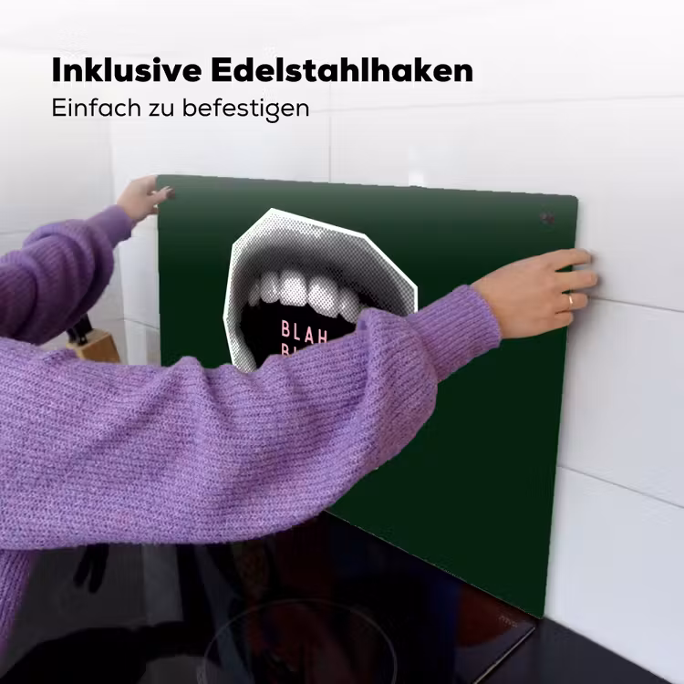 Mond - Groen - Illustratie - BLAH BLAH Inductie beschemer met haakjes klein -ky-ophangen-de