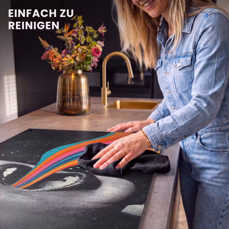 2-in-1 Herdabdeckplatte & Spritzschutz - Mund - Wellen - Regenbogen - Mond - Golven - Regenboog Inductie beschemer met haakjes klein