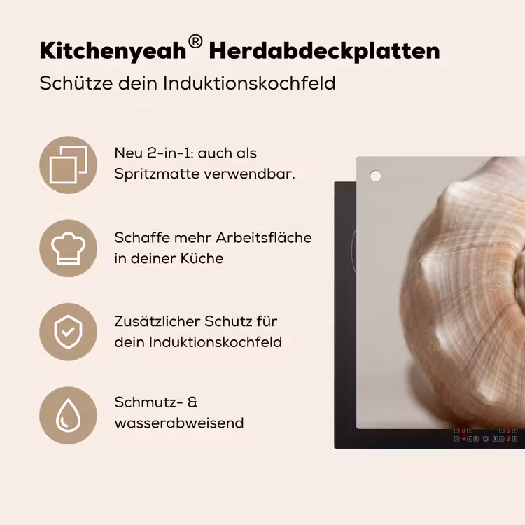 Schelp - Detail - Beige Inductie beschemer met haakjes klein -ky-usp-de