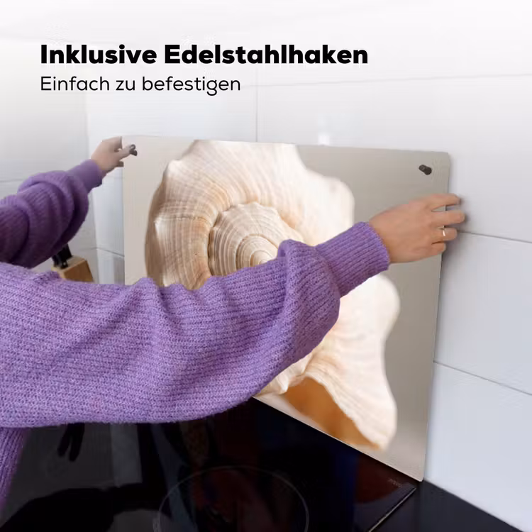 Schelp - Detail - Beige Inductie beschemer met haakjes klein -ky-ophangen-de