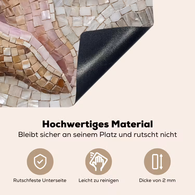 Schelp - Mozaïek - Zee - Beige - Modern Inductie beschemer met haakjes klein -ky-onderkant-de