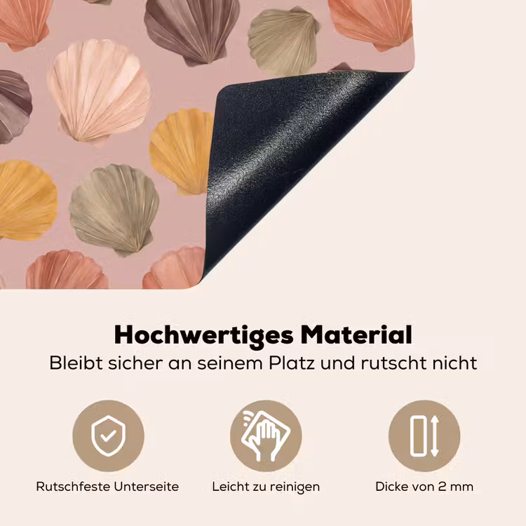 Schelp - Patroon - Zee - Aquarel - Aardetinten Inductie beschemer met haakjes klein -ky-onderkant-de