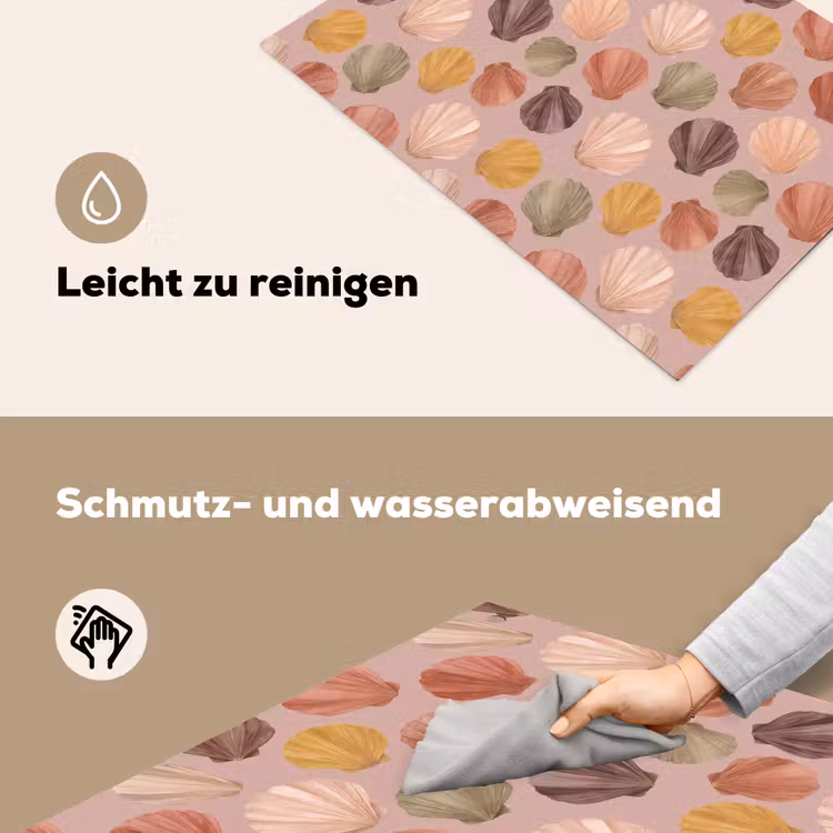 Schelp - Patroon - Zee - Aquarel - Aardetinten Inductie beschemer met haakjes klein -ky-schoon-de