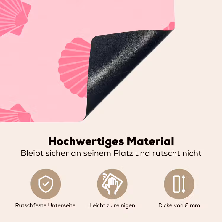 Schelp - Patroon - Zee - Modern - Roze Inductie beschemer met haakjes klein -ky-onderkant-de