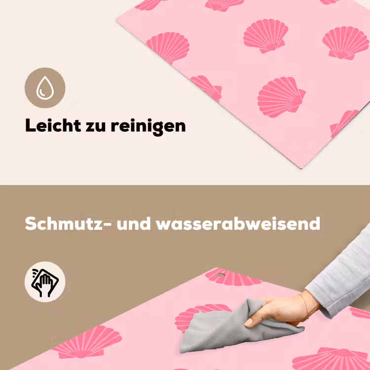 Schelp - Patroon - Zee - Modern - Roze Inductie beschemer met haakjes klein -ky-schoon-de