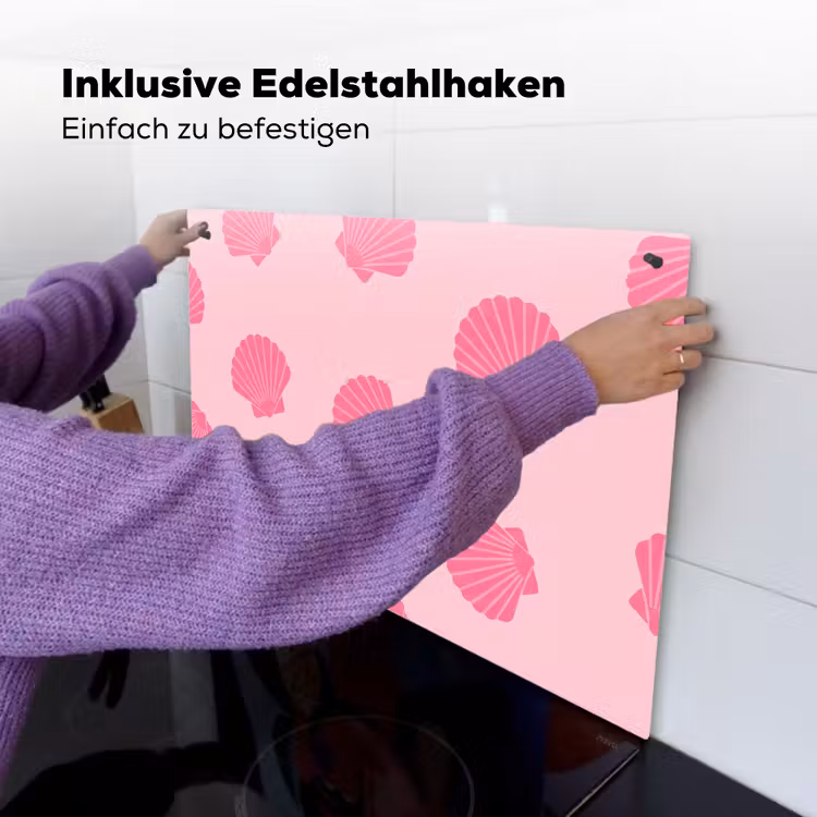 Schelp - Patroon - Zee - Modern - Roze Inductie beschemer met haakjes klein -ky-ophangen-de